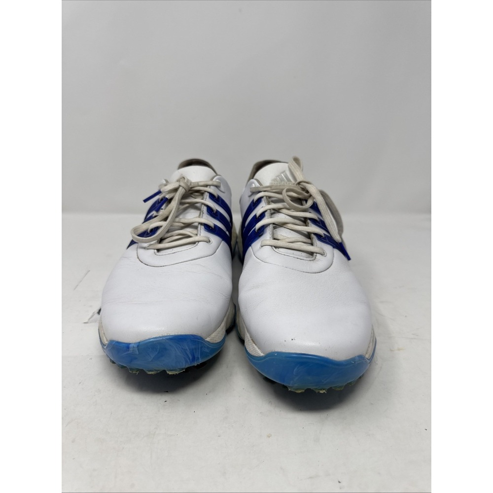 Adidas Tour360 Golf Shoes Mens 12.5 White Blue Spiked Boost Leather F33508